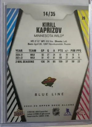Kirill Kaprizov Blue Line14/35 back