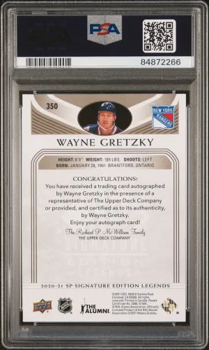 2020-2021 Upper Deck Sp Signature Legends Wayne Gretzky Gold Spectrum Foil Auto-Sp back