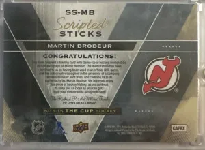 Martin Brodeur Scripted Sticks 32/35  15-16 Cup back