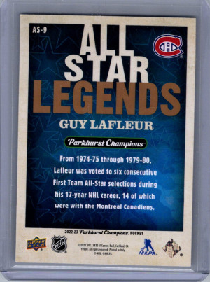 Parkhurst Champions All Star Legends Guy Lafleur #AS-9 back