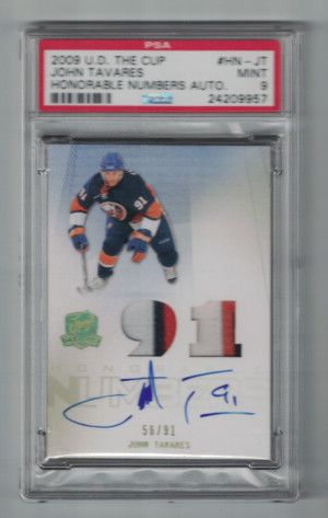 2009-10 Upper Deck The Cup Honorable Numbers Autograph John Tavares Honorable Numbers 56/91 front
