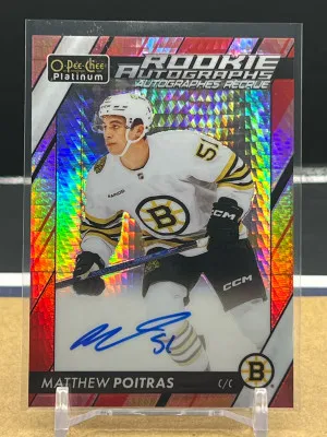 2023-24 OPC Platinum Matthew Poitras Red Prism Auto /30 front