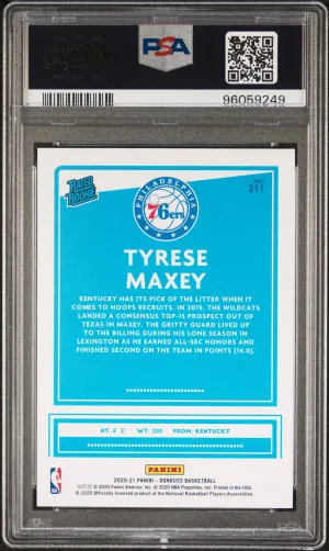 2020 Panini Donruss Tyrese Maxey Yellow Flood PSA 10 back