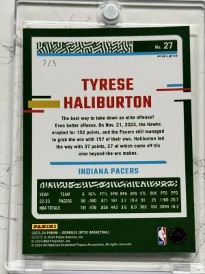 Tyrese Haliburton Panini Donruss Optic FOTL Green /5 back