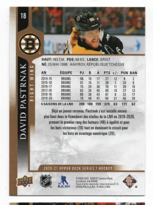 2020-21 Upper Deck Speckled Rainbow #18 David Pastrnak back