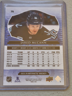 2023-24 Artifacts Jared McCann Emerald 54/99 back