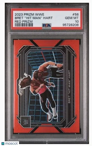 Bret Hitman Hart 2023 Panini WWE Prizm Red Prizm /299 PSA 10 Pop 1 front
