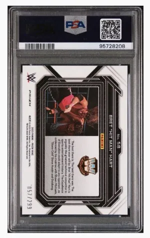 Bret Hitman Hart 2023 Panini WWE Prizm Red Prizm /299 PSA 10 Pop 1 back
