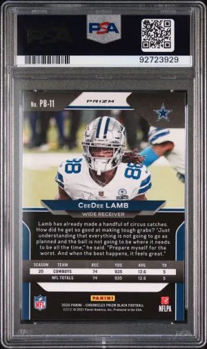 2020 Panini Chronicles Prizm Black Ceedee Lamb Prizm Black-Silver back
