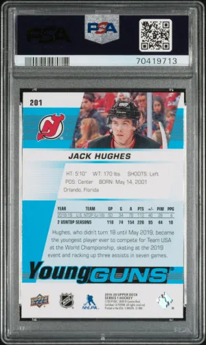 2019 Upper Deck Jack Hughes #201 PSA 10 back