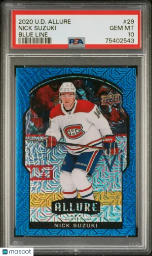 2020 Upper Deck Allure Nick Suzuki #29 Blue Line PSA 10 front