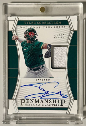 2023 Panini National Treasures /99 Tyler Soderstrom #PMS-TS Patch Auto Athletics front