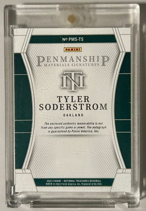 2023 Panini National Treasures /99 Tyler Soderstrom #PMS-TS Patch Auto Athletics back