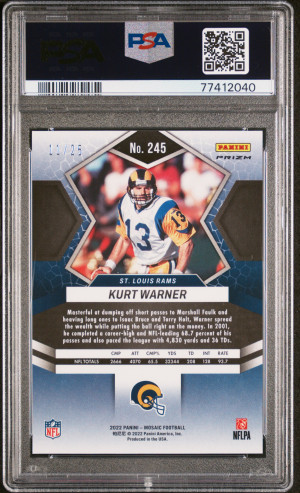 2022 Panini Mosaic Kurt Warner #245 PSA 10 back