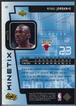 1998 Upper Deck UD Ionix Kinetic K1 Michael Jordan back