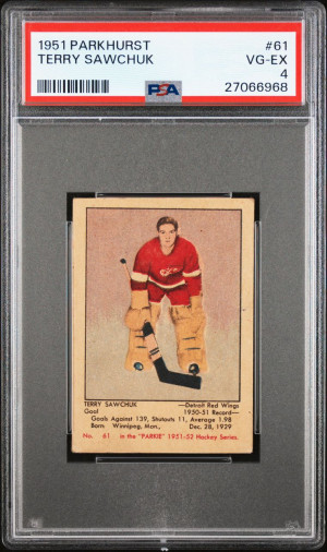 1951 Parkhurst #61 Terry Sawchuk PSA 4 HOF front