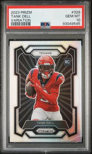 2023 NFL Prizm Tank Dell Variation Silver #329 RC PSA 10 front