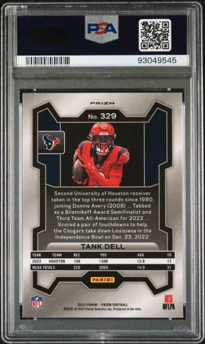 2023 NFL Prizm Tank Dell Variation Silver #329 RC PSA 10 back