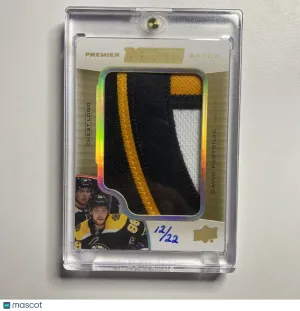2020-21 Upper Deck Premier David Pastrnak Mega Patch Chest Logo /22 Game-Used front