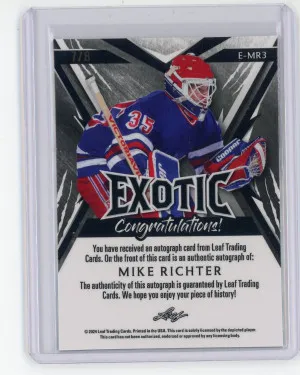 2024 Leaf Metal Hockey Legends #E-MR3 Mike Richter Exotic Diagonal Shimmer Snake Autograph 7/8 back