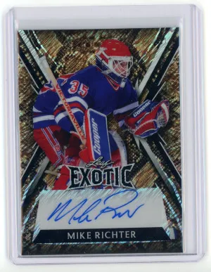 2024 Leaf Metal Hockey Legends #E-MR3 Mike Richter Exotic Diagonal Shimmer Snake Autograph 7/8 front