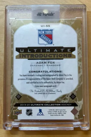 2019-20 Ultimate Introductions Adam Fox Rookie Auto back