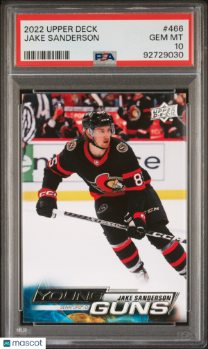 2022 Upper Deck Jake Sanderson #466 Rookie PSA 10 front
