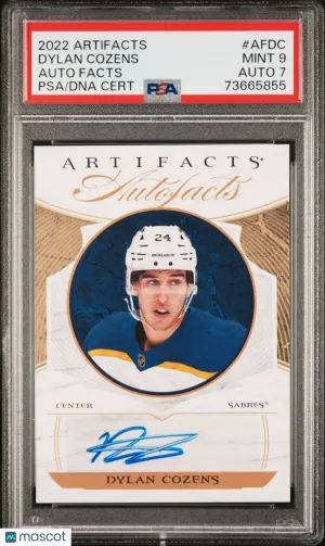 2022 Upper Deck Artifacts Auto Facts Dylan Cozens #AFDC Rookie PSA 9 front
