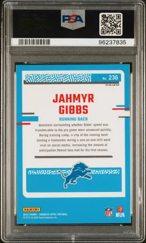 2023 Panini Donruss Optic Jahmyr Gibbs Holo back