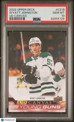 2022 Upper Deck Wyatt Johnston #C218 UD Young Guns Canvas PSA 10 front