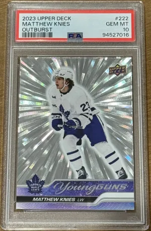 2023-24 SERIES 1 MATTHEW KNIES YOUNG GUNS OUTBURST PSA 10 front