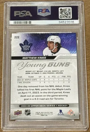 2023-24 SERIES 1 MATTHEW KNIES YOUNG GUNS OUTBURST PSA 10 back
