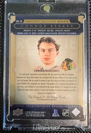 Connor Bedard Upper Deck Employee Exclusive Rookie Auto back