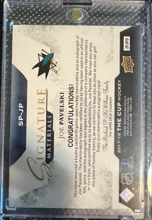 Joe Pavelski The Cup Signature Materials /99 back