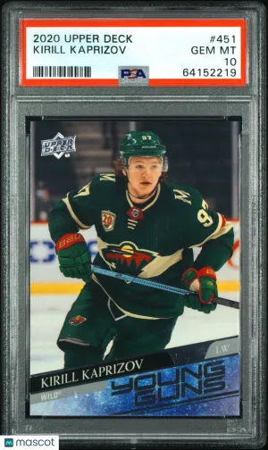 2020 Upper Deck Kirill Kaprizov #451 Rookie PSA 10 front