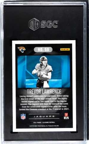 2021 Panini Illusions Trevor Lawrence #59 Trophy Collection Sapphire SGC 10 back
