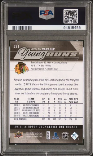 2015 Upper Deck Artemi Panarin back