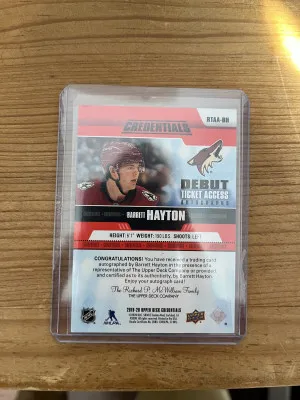 19-20 Credentials Barrett Hayton Debut Ticket Access Rookie Auto  2/65 back