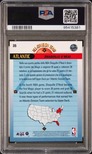1992 Upper Deck International Shaquille O'neal Italian back