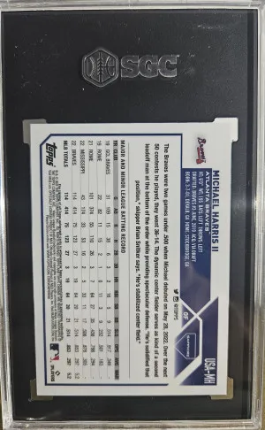 2023 Topps Chrome Update Sapphire Michael Harris Auto RC SGC 10 back