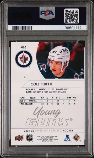 2021-2022 Upper Deck Cole Perfetti back