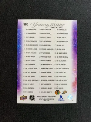 Bedard/Carlsson Young Guns Speckled Checklist back
