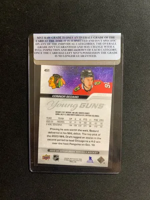 Bedard Young Guns MNT Raw Grade Review 9.5 back