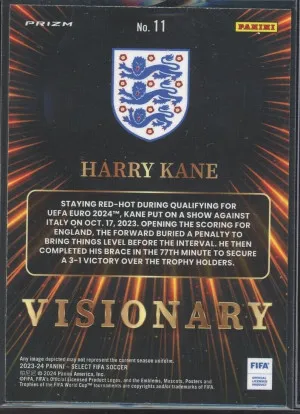 2023 Panini Select FIFA Harry Kane #11 Visionary Case Hit SSP back