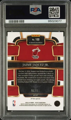 2023 PANINI SELECT JAIME JAQUEZ JR LIGHT BLUE DISCO ROOKIE /99 PSA 9 #100 back