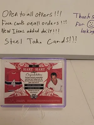 2022 Leaf  Lumber Hockey Hart To Hart Jean Beliveau/ Gordie Howe 7/12 !!! back