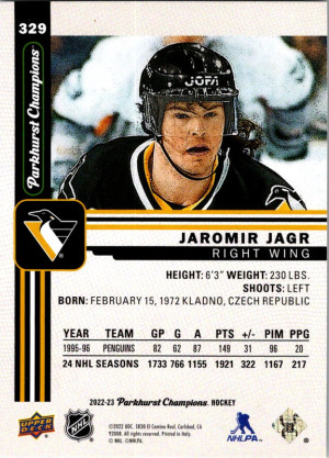 Parkhurst Champions Legend Jaromir Jagr #329 0 back