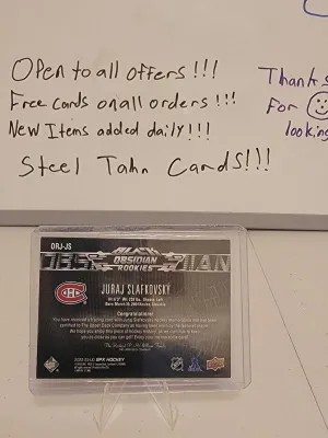 2022-23 SPx UD Black Obsidian Rookies Jersey /499 Juraj Slafkovsky Rookie RC back