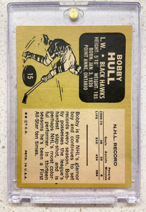 BOBBY HULL 1971 Topps In-Person Auto back