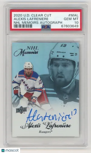 2020 UPPER DECK CLEAR CUT ALEXIS LAFRENIERE NHL MEMOIRS ROOKIE AUTO PSA 10 front